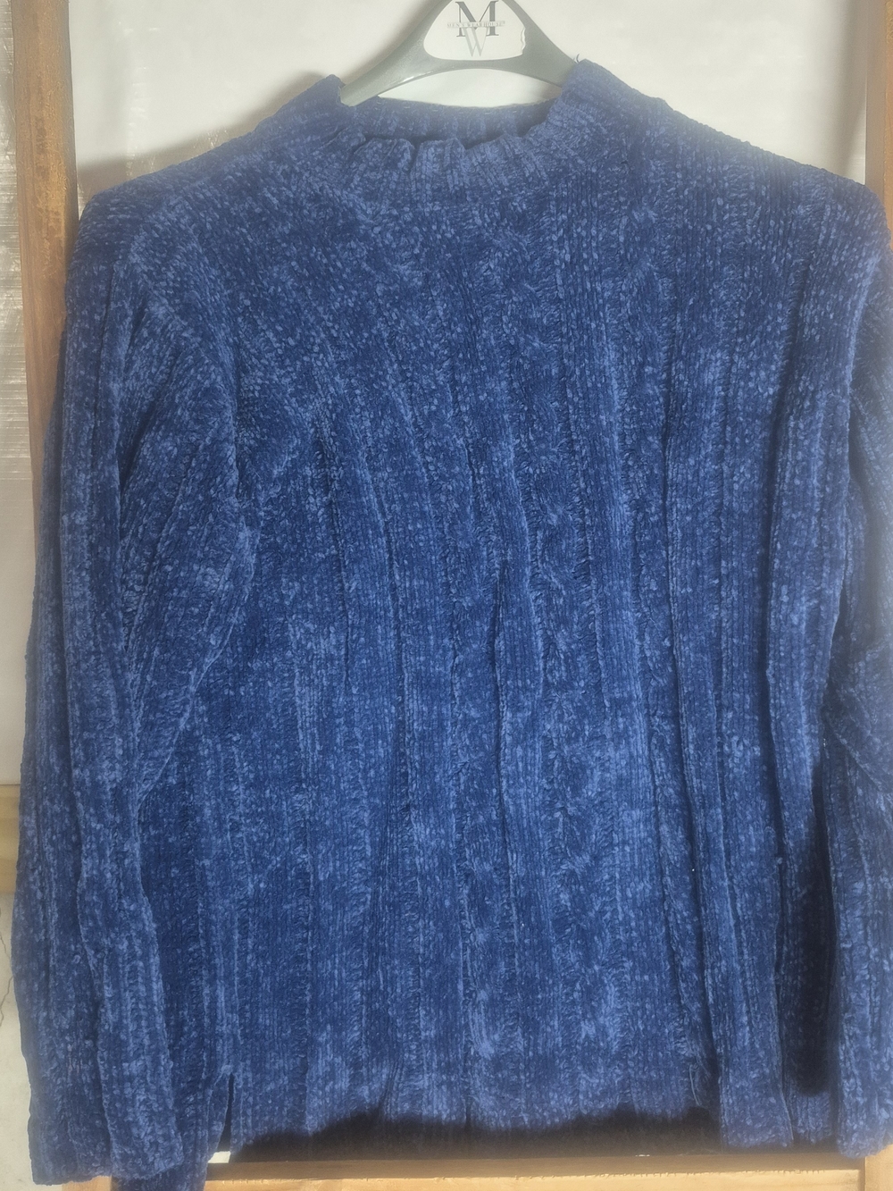 Classic Women's Blue Chenille Sweater